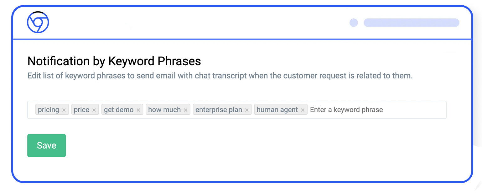 Set up keywords