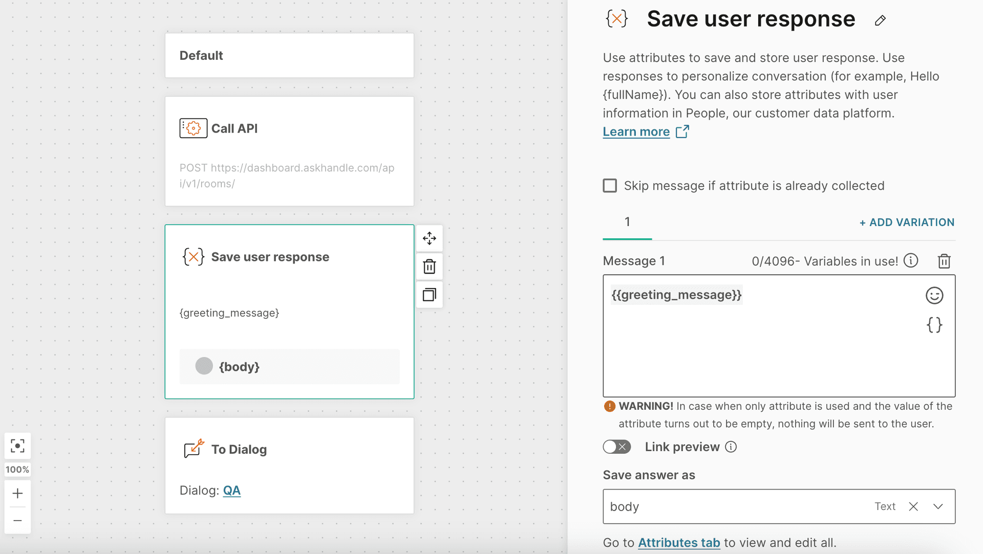 save user response