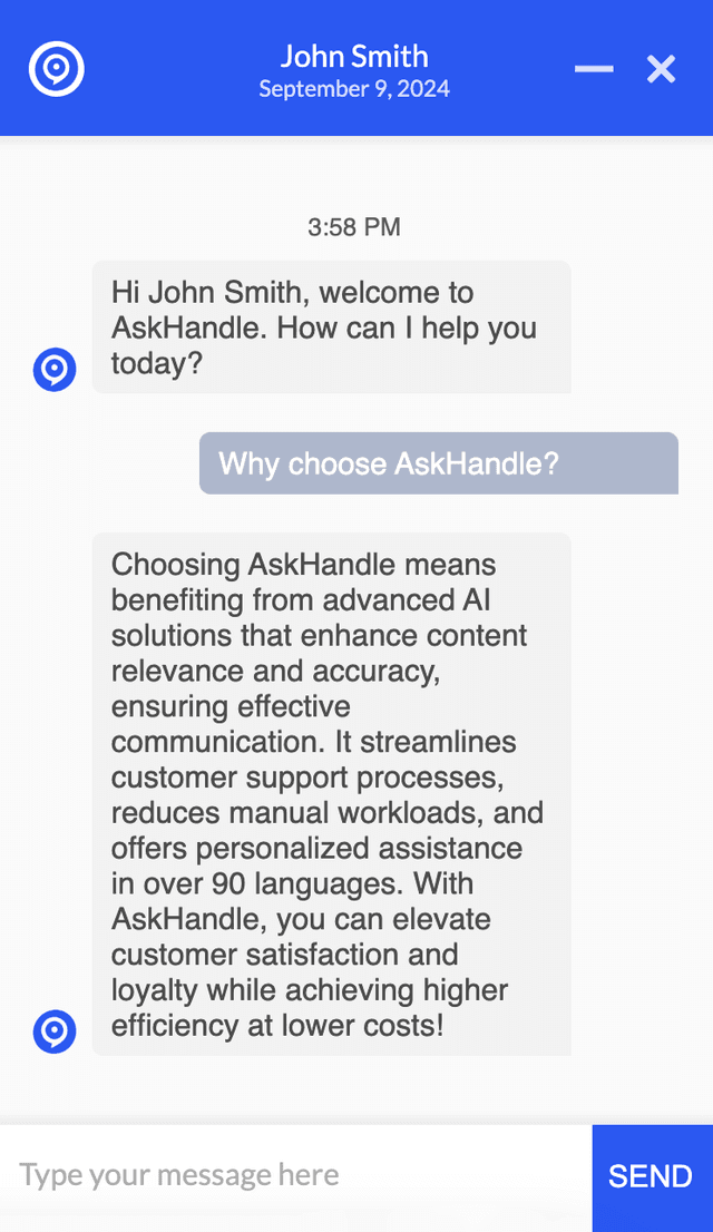 AI chat interface showing conversation flow